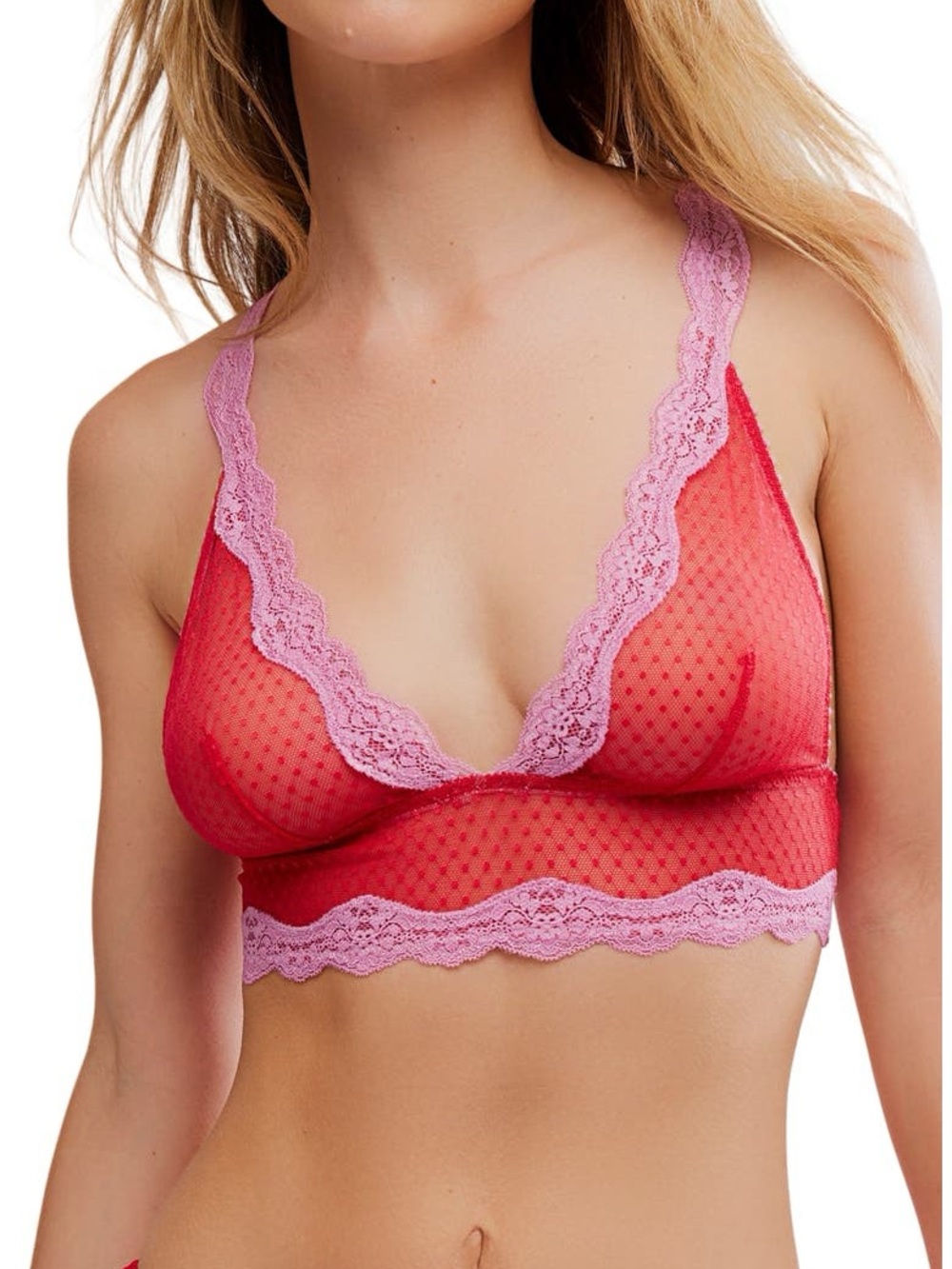 NWT: Intimately Free People Midweek Longline Bra - Poppy Red Combo colourway